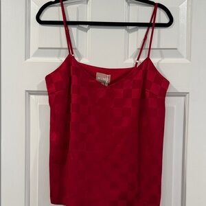 Show me your MUMU• Red Checkered Satin Camisole Top